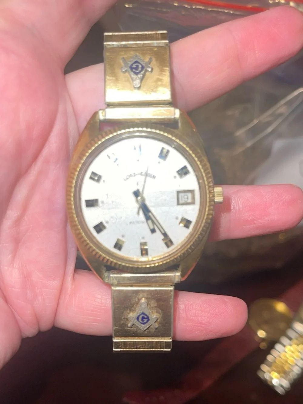 Lord Elgin Vintage Watch Masonic  Mechanical 10 M Gold Electroplated Works